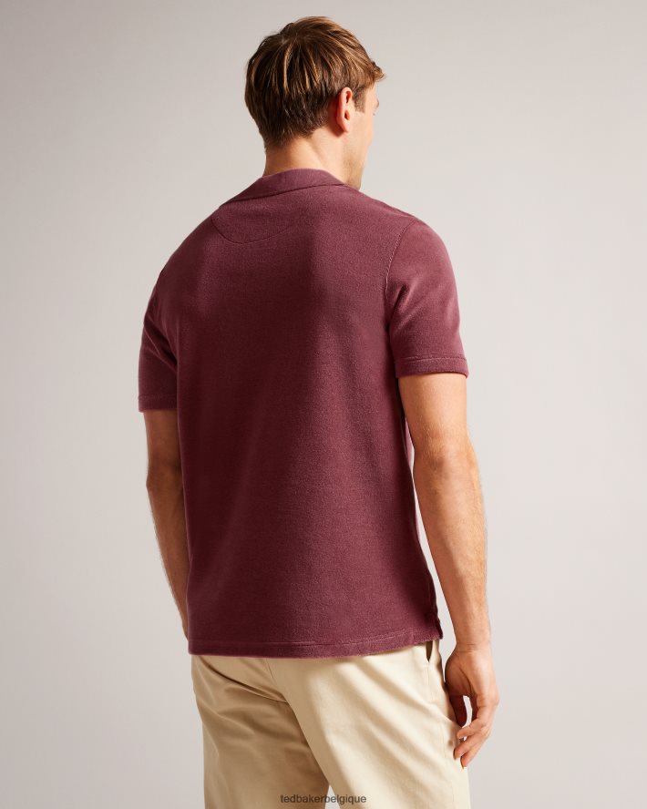 être Ted Baker Hommes Sndbank - Polo à col à revers en tissu éponge rose moyen FR8J421494 vêtements