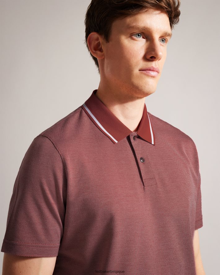 être Ted Baker Hommes polo arts en mini point jacquard rouge foncé FR8J421620 vêtements