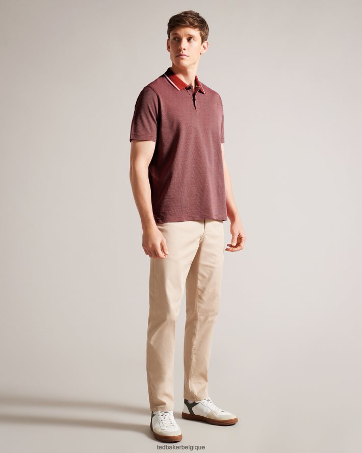 être Ted Baker Hommes polo arts en mini point jacquard rouge foncé FR8J421620 vêtements