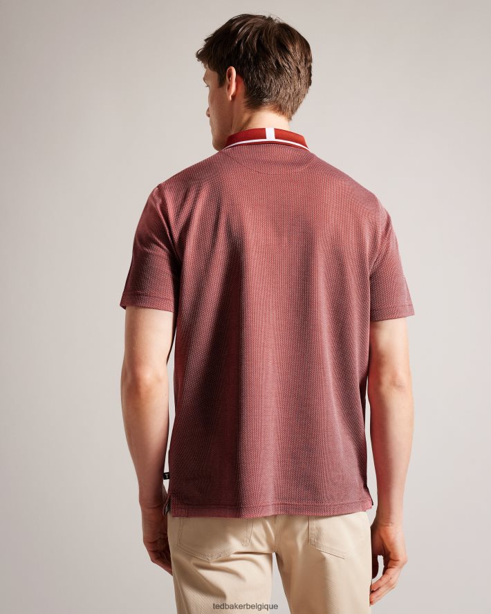 être Ted Baker Hommes polo arts en mini point jacquard rouge foncé FR8J421620 vêtements