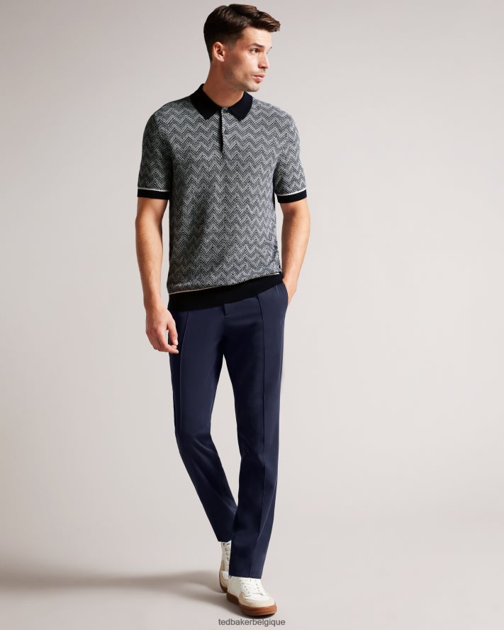 être Ted Baker Hommes polo en maille zigzag Waldun marine FR8J421406 vêtements