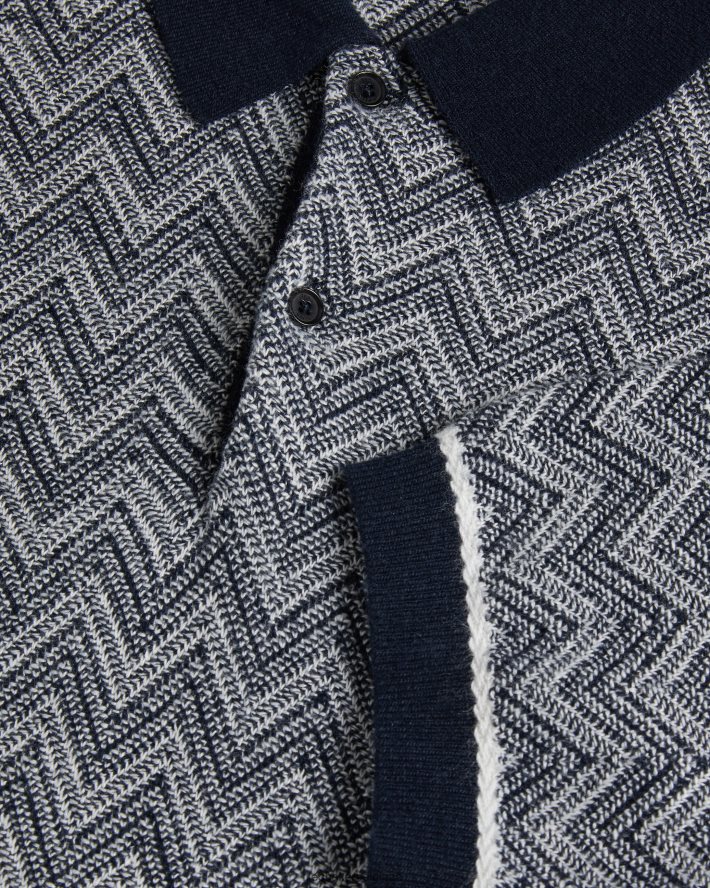 être Ted Baker Hommes polo en maille zigzag Waldun marine FR8J421406 vêtements