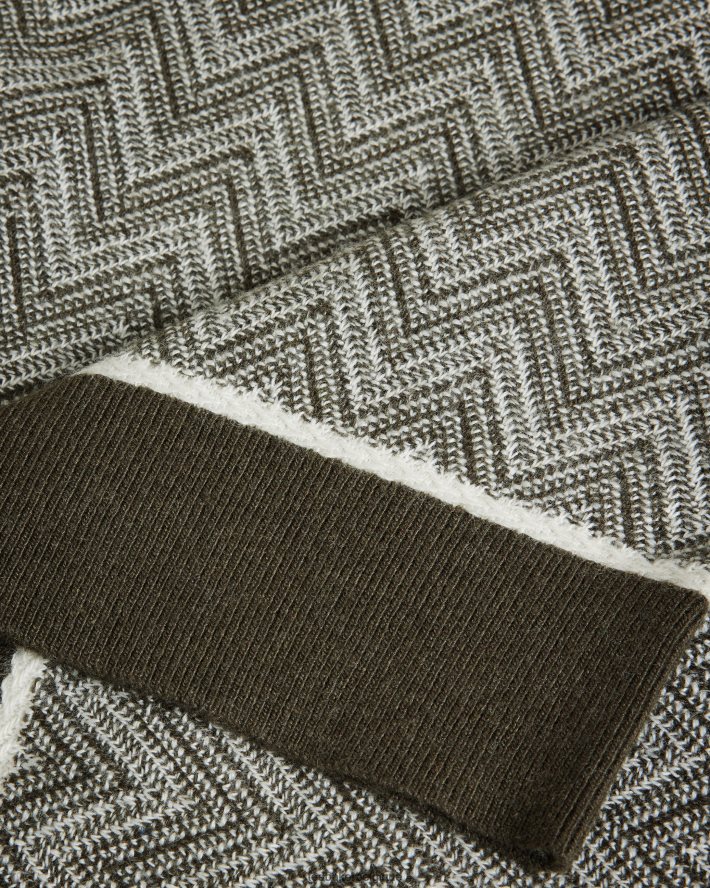 être Ted Baker Hommes polo en maille zigzag Waldun vert foncé FR8J421528 vêtements