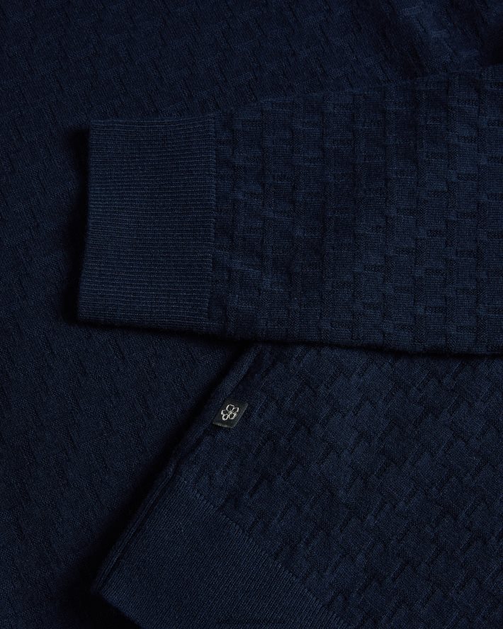 être Ted Baker Hommes Dartell - Pull à manches longues et col rond surpiqué marine FR8J421309 vêtements