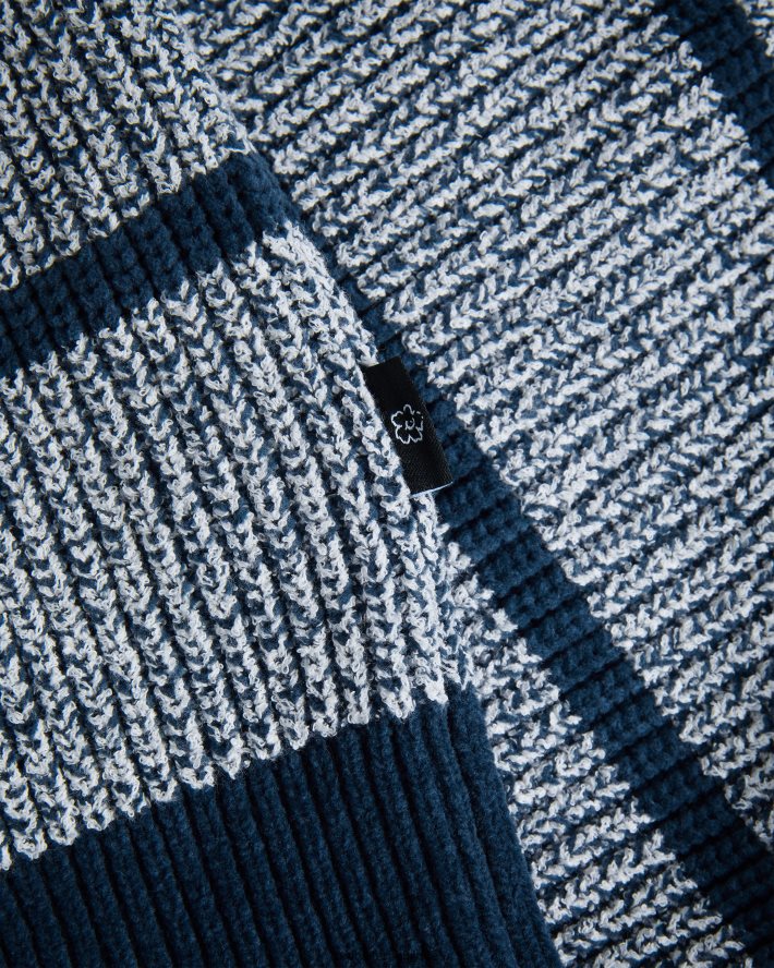 être Ted Baker Hommes angio - pull coupe classique à rayures texturées bleu FR8J421288 vêtements