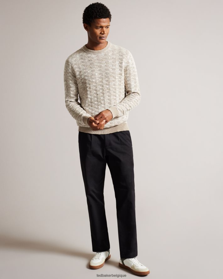 être Ted Baker Hommes kriskro - pull texturé à manches longues blanc FR8J421518 vêtements