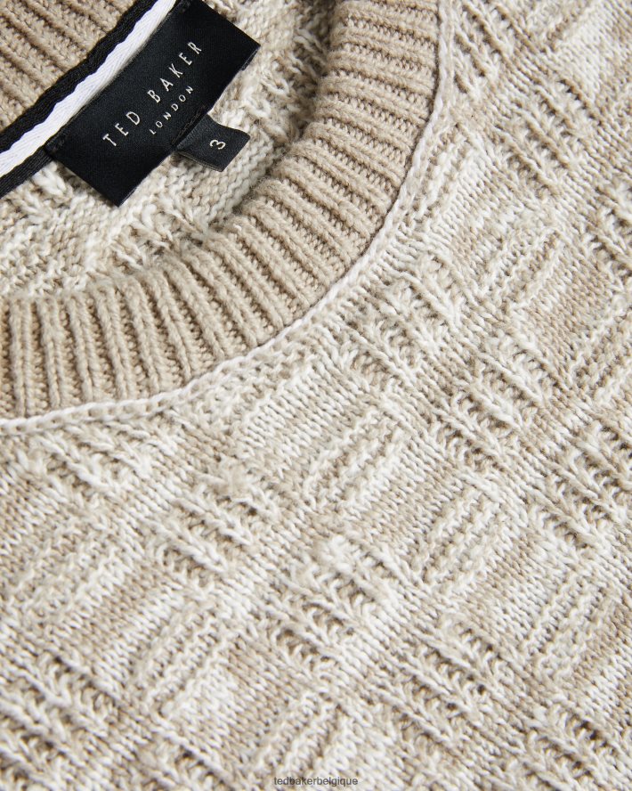 être Ted Baker Hommes kriskro - pull texturé à manches longues blanc FR8J421518 vêtements