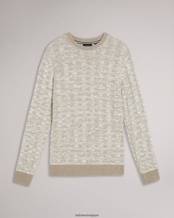 être Ted Baker Hommes kriskro - pull texturé à manches longues blanc FR8J421518 vêtements