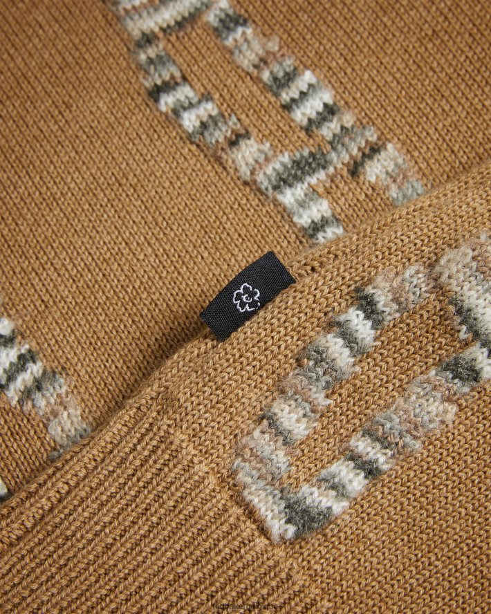 être Ted Baker Hommes nerin - pull à manches longues en maille torsadée chameau FR8J421277 vêtements