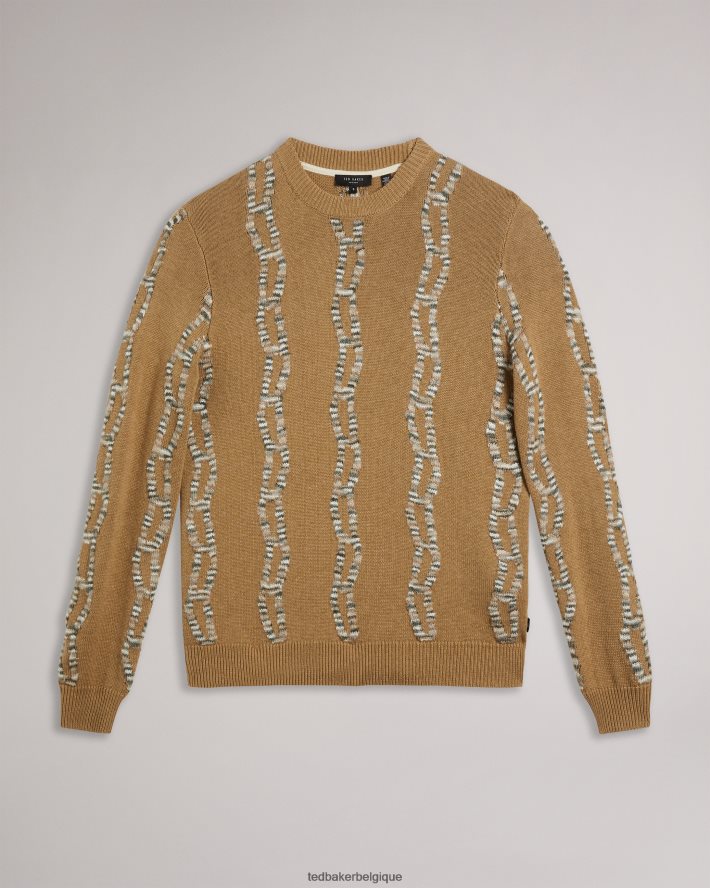 être Ted Baker Hommes nerin - pull à manches longues en maille torsadée chameau FR8J421277 vêtements