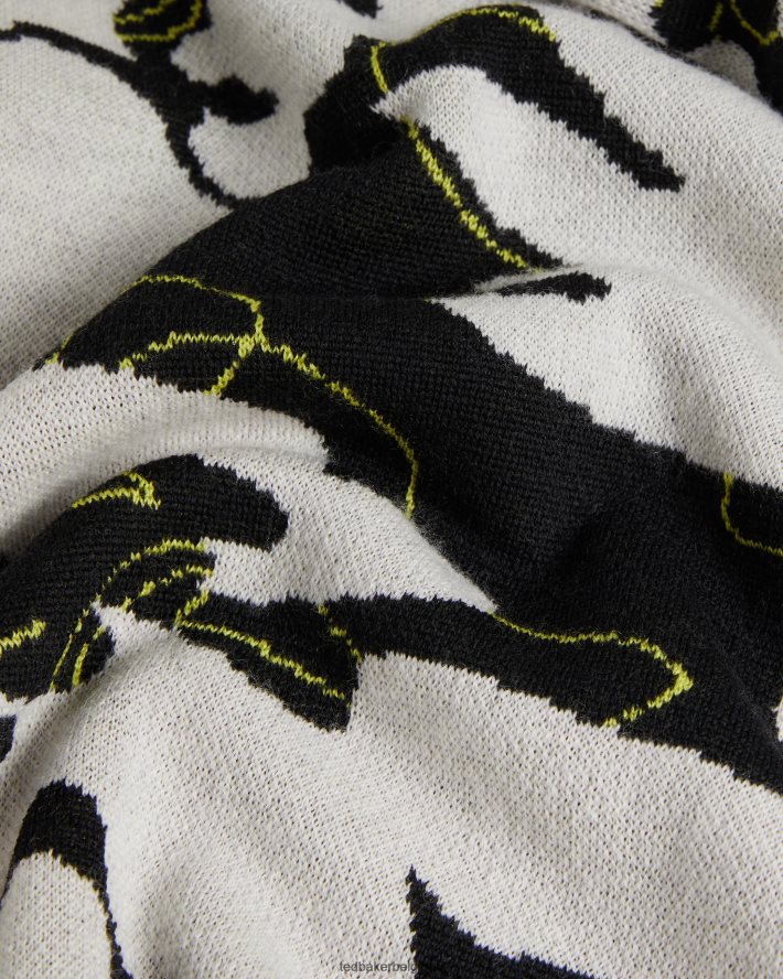 être Ted Baker Hommes pull en laine mérinos à fleurs ozier noir FR8J421275 vêtements