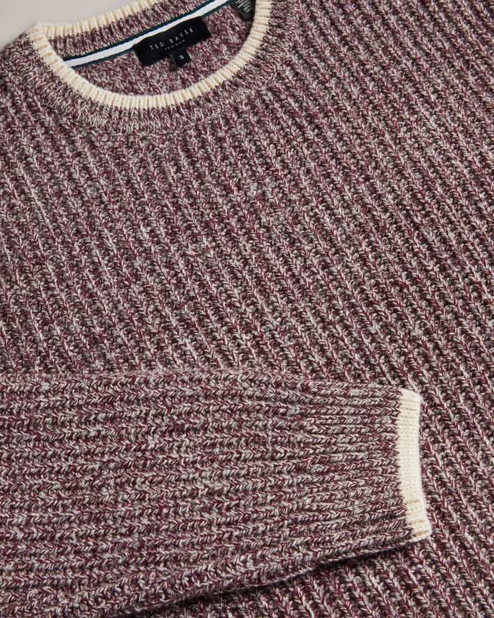 être Ted Baker Hommes pull overhal en maille coupe classique bordeaux FR8J421295 vêtements
