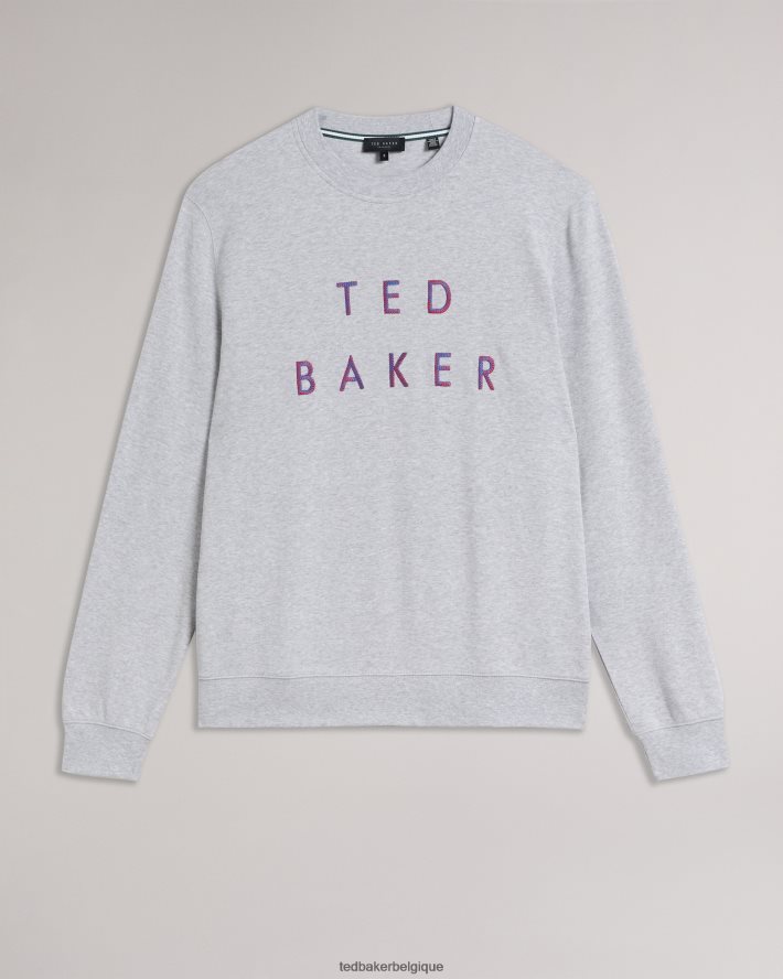 être Ted Baker Hommes sonics - pull griffé à manches longues marnes grises FR8J421273 vêtements