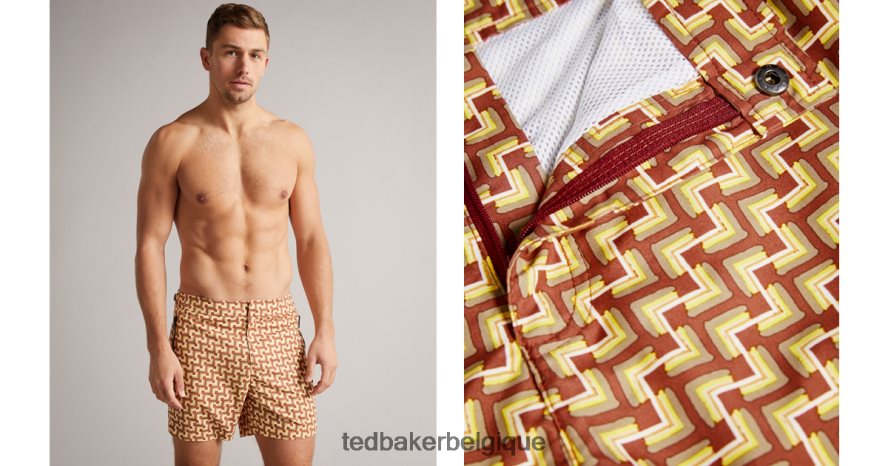 être Ted Baker Hommes maillot de bain harley geo Orange sombre FR8J421487 vêtements