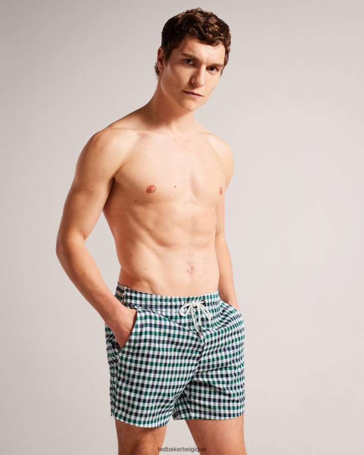 être Ted Baker Hommes short de bain à carreaux House Regular Addling marine FR8J421563 vêtements