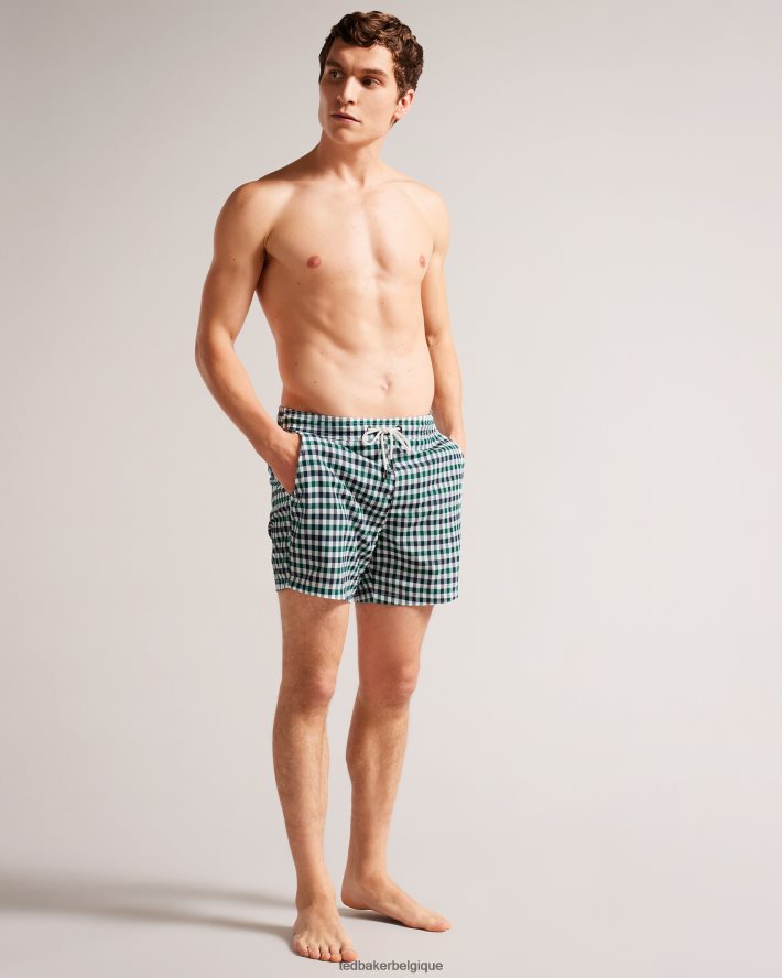 être Ted Baker Hommes short de bain à carreaux House Regular Addling marine FR8J421563 vêtements