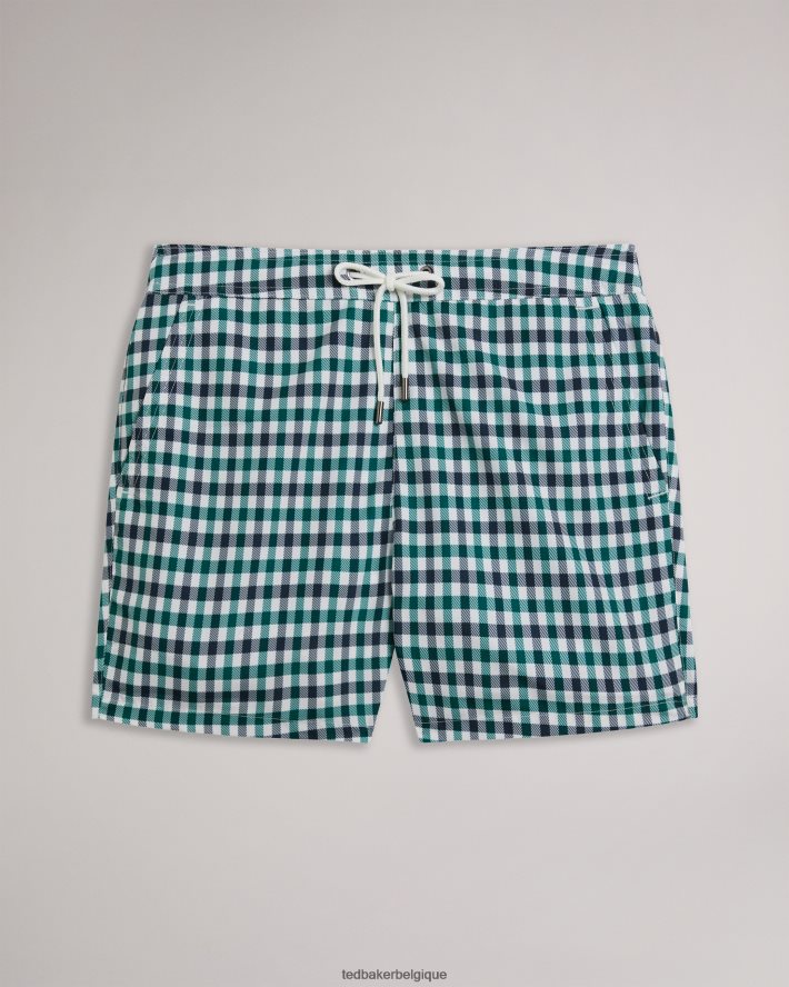 être Ted Baker Hommes short de bain à carreaux House Regular Addling marine FR8J421563 vêtements