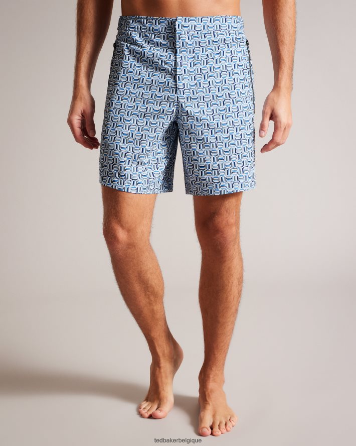 être Ted Baker Hommes short de bain géométrique crabbe bleu FR8J421418 vêtements