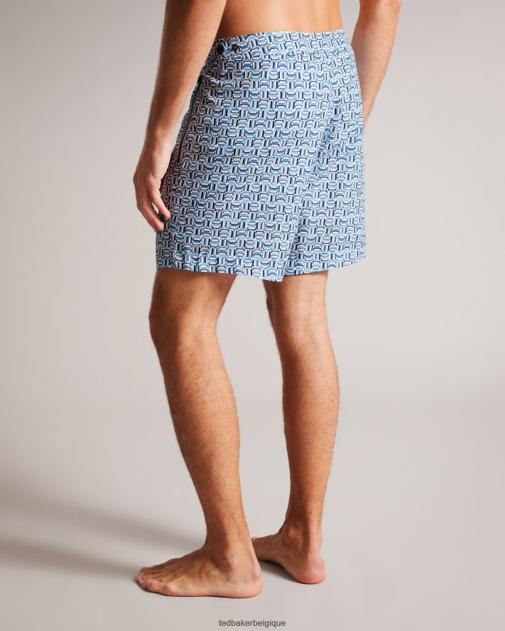 être Ted Baker Hommes short de bain géométrique crabbe bleu FR8J421418 vêtements