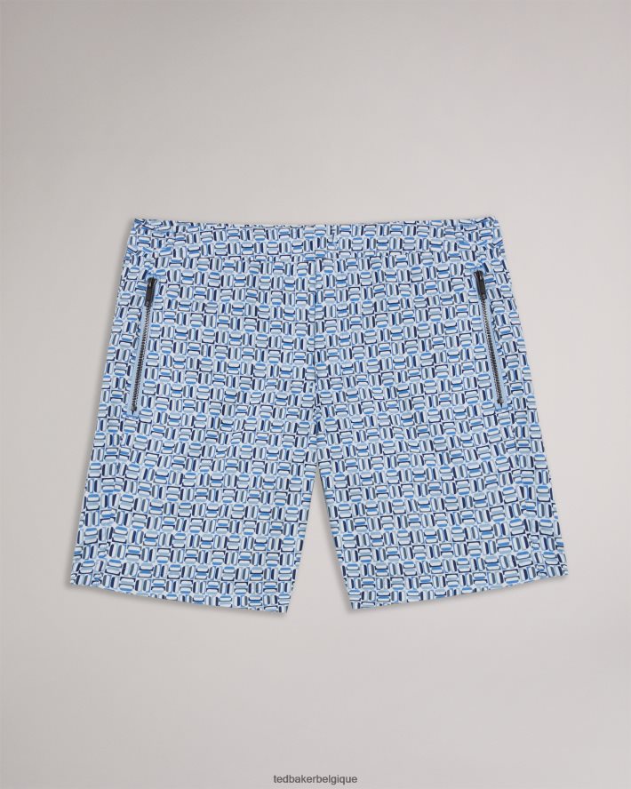 être Ted Baker Hommes short de bain géométrique crabbe bleu FR8J421418 vêtements
