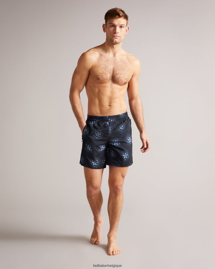 être Ted Baker Hommes short de bain imprimé circulaire Strandd noir FR8J421546 vêtements
