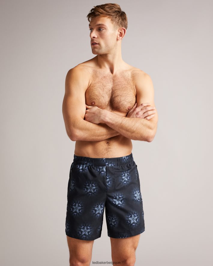 être Ted Baker Hommes short de bain imprimé circulaire Strandd noir FR8J421546 vêtements