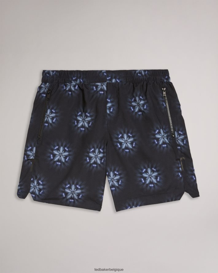 être Ted Baker Hommes short de bain imprimé circulaire Strandd noir FR8J421546 vêtements