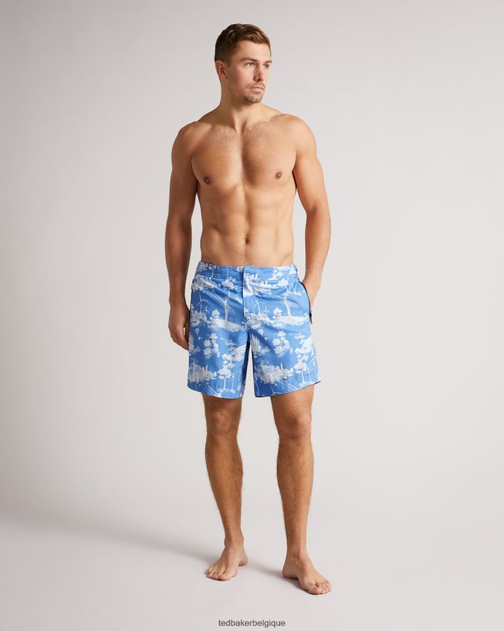 être Ted Baker Hommes short de bain imprimé holoway bleu FR8J421665 vêtements