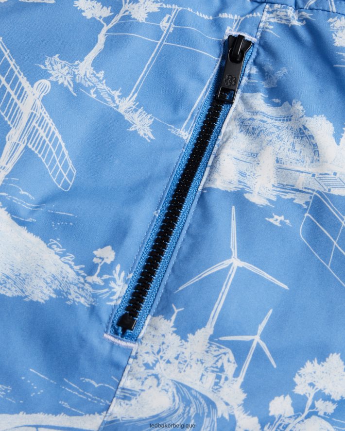 être Ted Baker Hommes short de bain imprimé holoway bleu FR8J421665 vêtements