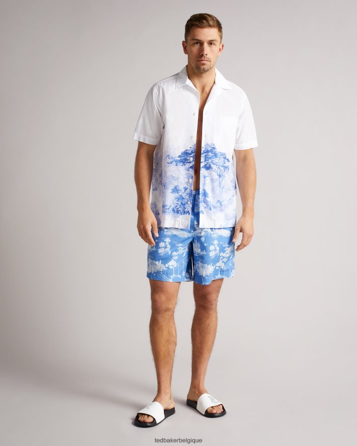 être Ted Baker Hommes short de bain imprimé holoway bleu FR8J421665 vêtements