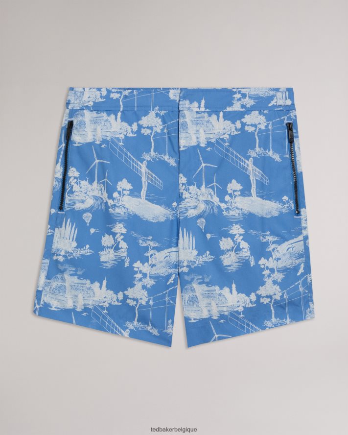 être Ted Baker Hommes short de bain imprimé holoway bleu FR8J421665 vêtements