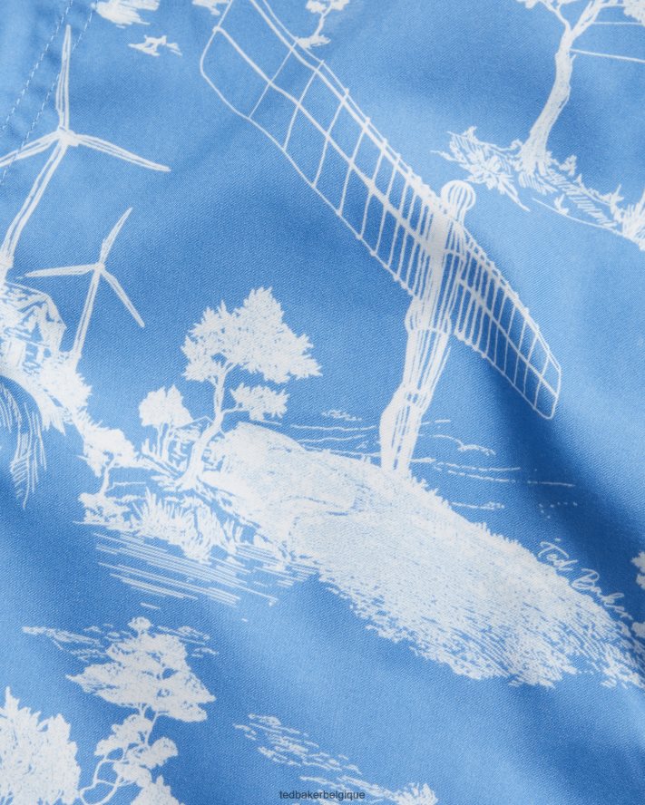 être Ted Baker Hommes short de bain imprimé holoway bleu FR8J421665 vêtements