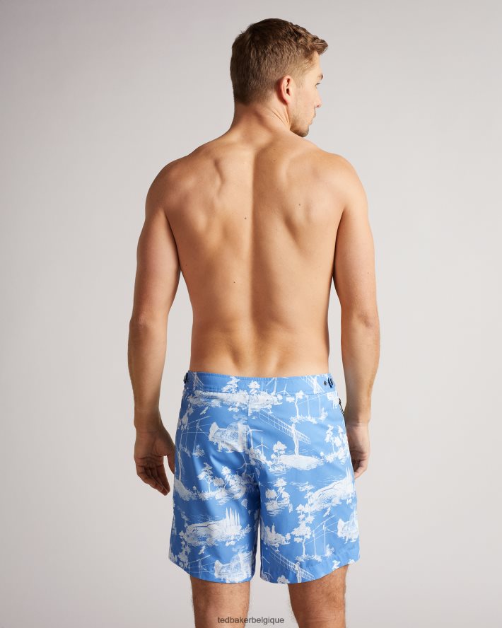 être Ted Baker Hommes short de bain imprimé holoway bleu FR8J421665 vêtements