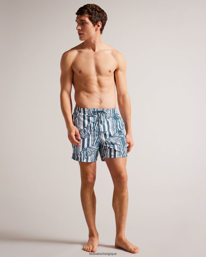 être Ted Baker Hommes tourbé - short de bain à rayures papillons bleu moyen FR8J421485 vêtements