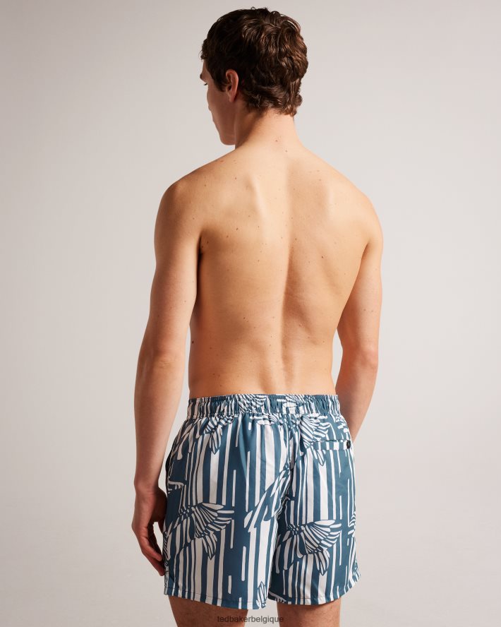 être Ted Baker Hommes tourbé - short de bain à rayures papillons bleu moyen FR8J421485 vêtements