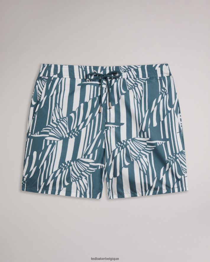être Ted Baker Hommes tourbé - short de bain à rayures papillons bleu moyen FR8J421485 vêtements