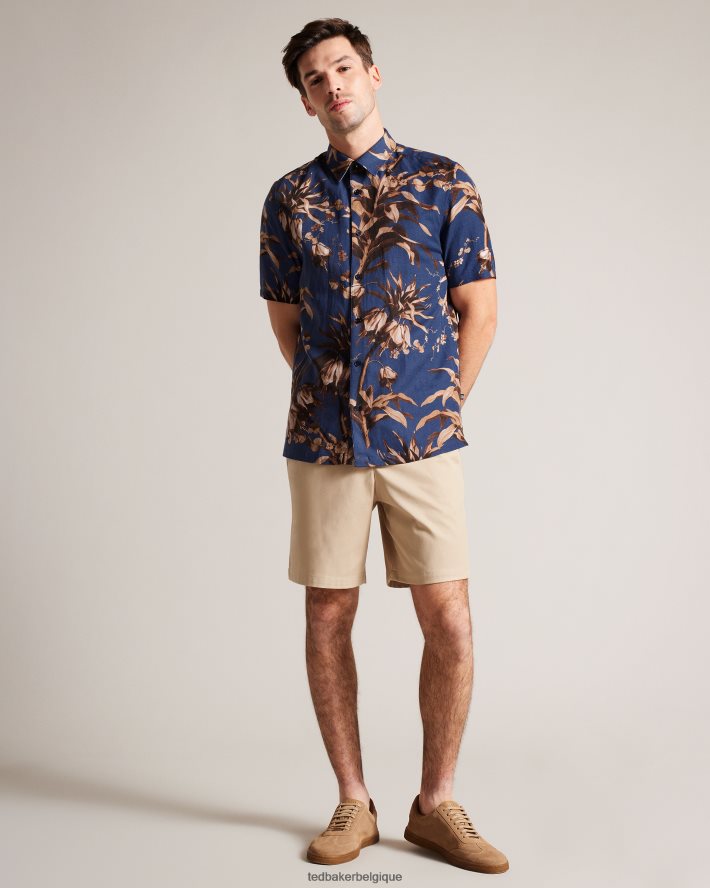 être Ted Baker Hommes short en coton élastiqué creswel naturel FR8J421522 vêtements