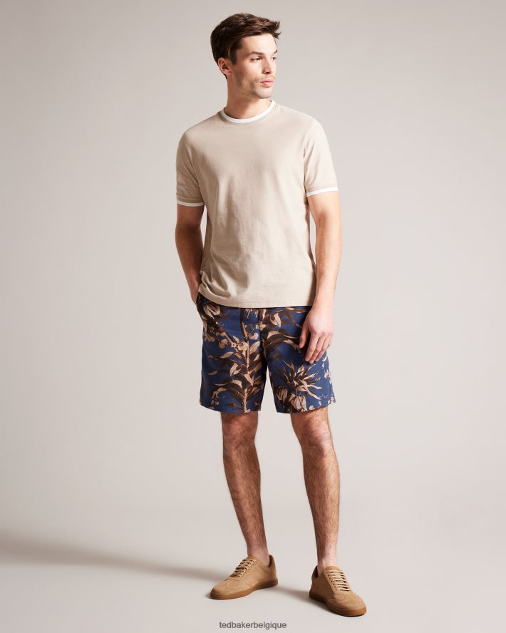 être Ted Baker Hommes short à imprimé botanique canriya marine FR8J421457 vêtements