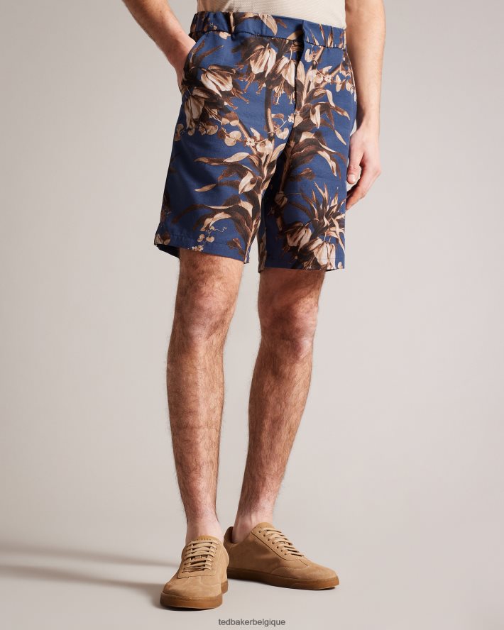 être Ted Baker Hommes short à imprimé botanique canriya marine FR8J421457 vêtements