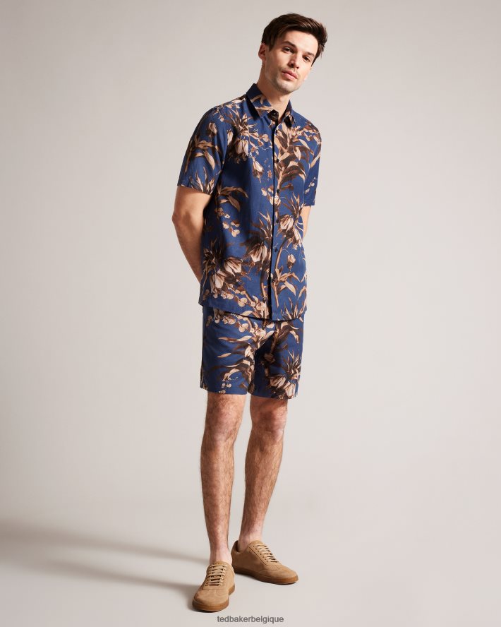 être Ted Baker Hommes short à imprimé botanique canriya marine FR8J421457 vêtements