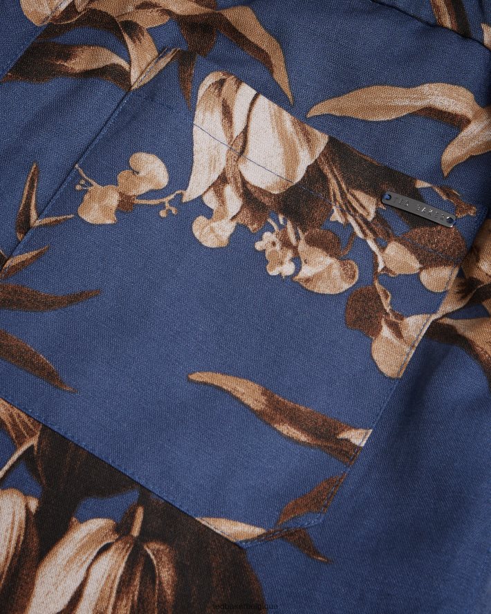 être Ted Baker Hommes short à imprimé botanique canriya marine FR8J421457 vêtements