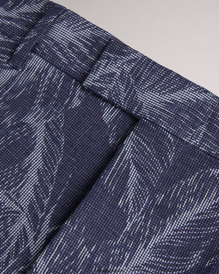 être Ted Baker Hommes short postos en coton et lin à motif feuilles marine FR8J421624 vêtements
