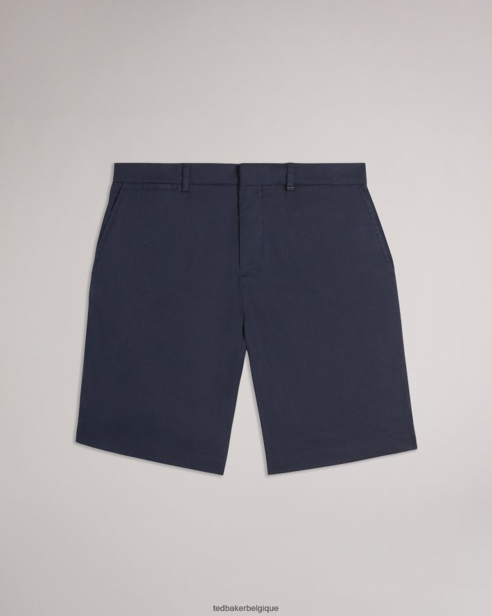 être Ted Baker Hommes short semi-élastiqué en cuir et lin mélangés marine FR8J421307 vêtements