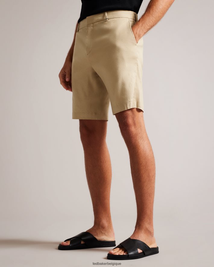 être Ted Baker Hommes short semi-élastiqué en cuir et lin mélangés pierre FR8J421541 vêtements