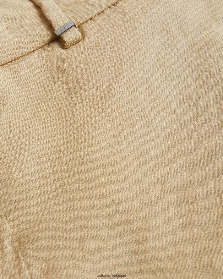 être Ted Baker Hommes short semi-élastiqué en cuir et lin mélangés pierre FR8J421541 vêtements