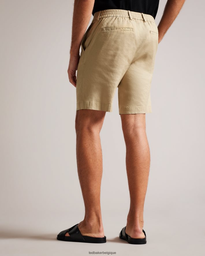 être Ted Baker Hommes short semi-élastiqué en cuir et lin mélangés pierre FR8J421541 vêtements