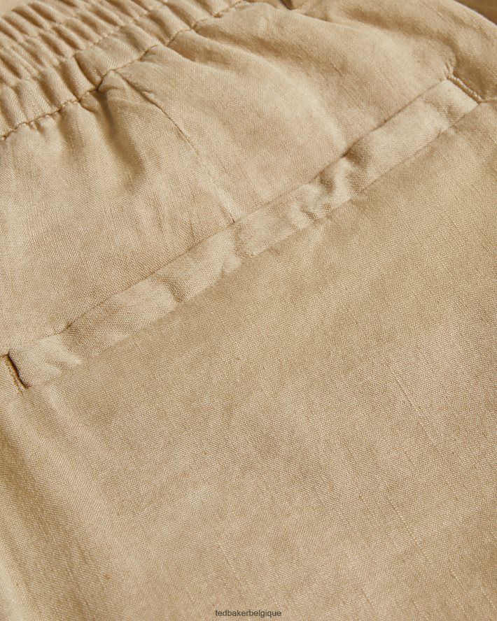 être Ted Baker Hommes short semi-élastiqué en cuir et lin mélangés pierre FR8J421541 vêtements