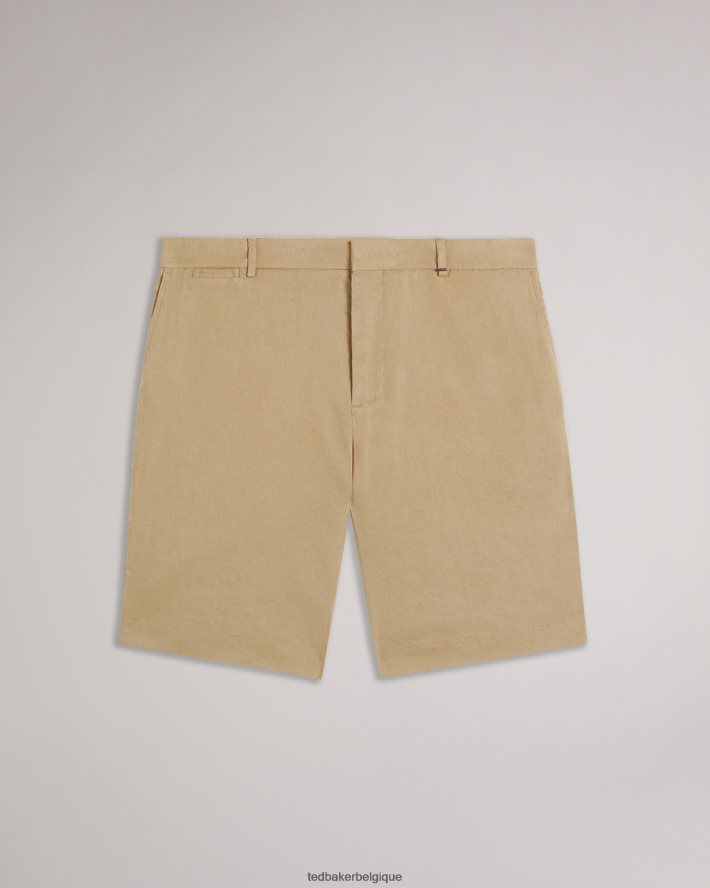 être Ted Baker Hommes short semi-élastiqué en cuir et lin mélangés pierre FR8J421541 vêtements