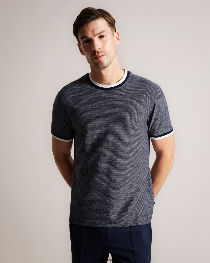 être Ted Baker Hommes Bowker - T-shirt texturé coupe classique marine FR8J421324 vêtements