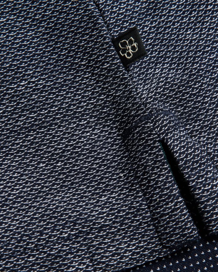 être Ted Baker Hommes Bowker - T-shirt texturé coupe classique marine FR8J421324 vêtements